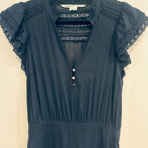 Veronica Beard Satori Eyelet Blue Short Sleeve Maxi Dress | Size 0 - Picture 2 of 16